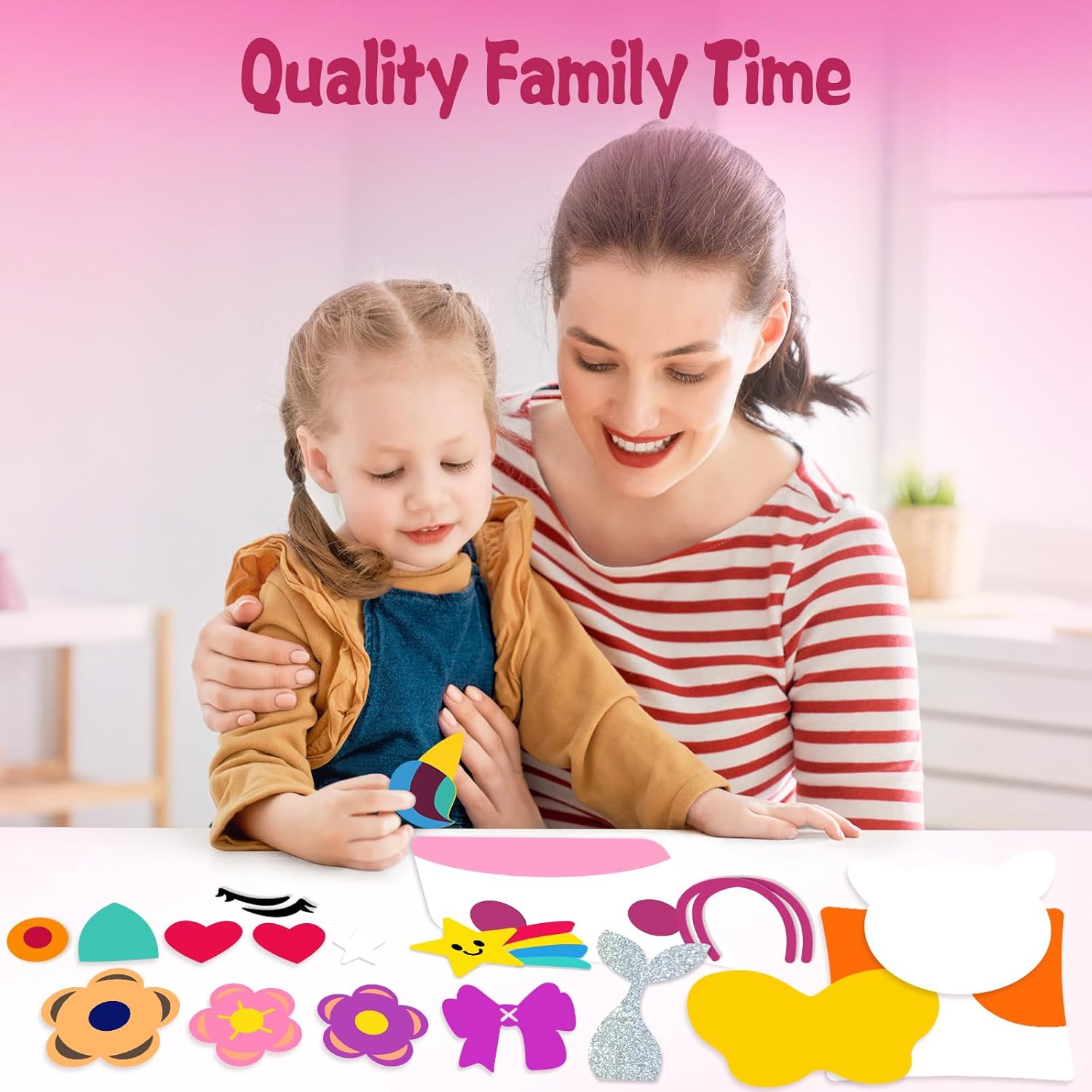 MEGUO Sewing Kit for Kids,Beginner Arts and Crafts, 8 Easy DIY Handbag and Ornaments, Christmas Birthday Gifts Presents Toys for Girls 4-12, Learn to Sew/Embroidery,Parent-Child Interaction