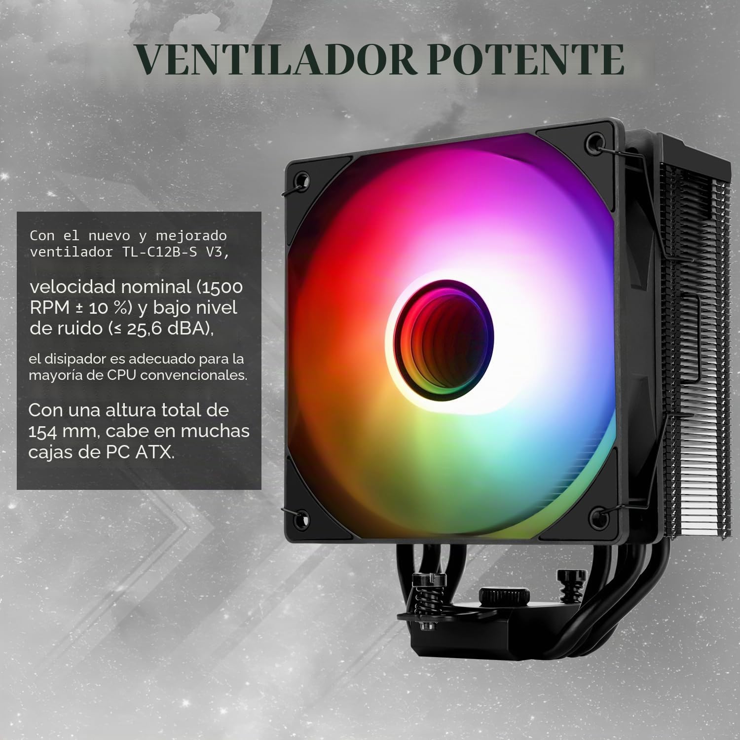 Thermalright Assassin Spirit 120 Vision ARGB Black - Enfriador de aire para CPU, refrigeración para PC, 1500 rpm, resolución 240 x 240 cm, pantalla IPS LCD de 1,54", enfriador