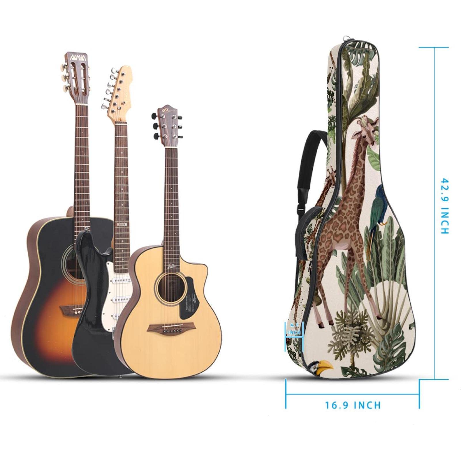 Funda Para Guitarra Eléctrica Loro Caracol Jirafa Bolsa Guitarra Acolchada 6Mm Tela Oxford Impermeable Para Guitarra Acústica Y Clásica 40 41 Pollici