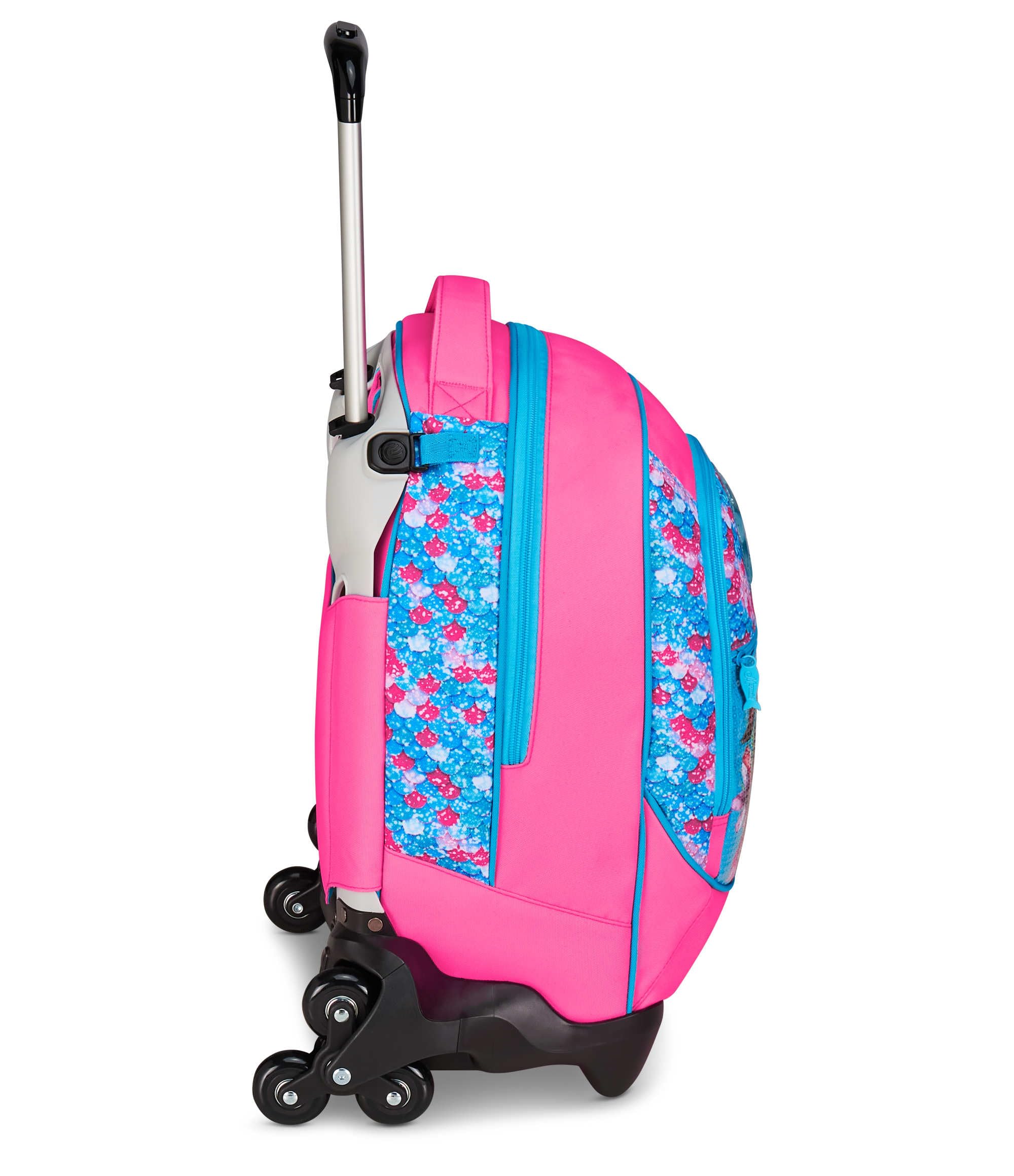 Seven Mermaid Magic Trolley Scuola Jack 3 Ruote, Fucsia, Zaino Con Carrello Sganciabile Da 33 Litri, Per Scuola Elementare e Media, Bambina