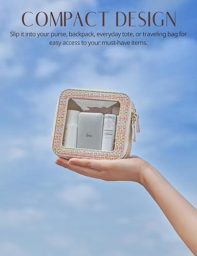 Miniatura 5 de Popvibe Pequeña bolsa de cosméticos para bolso, mini bolsa de maquillaje, pequeña bolsa transparente, bonita funda de maquillaje de cuero,