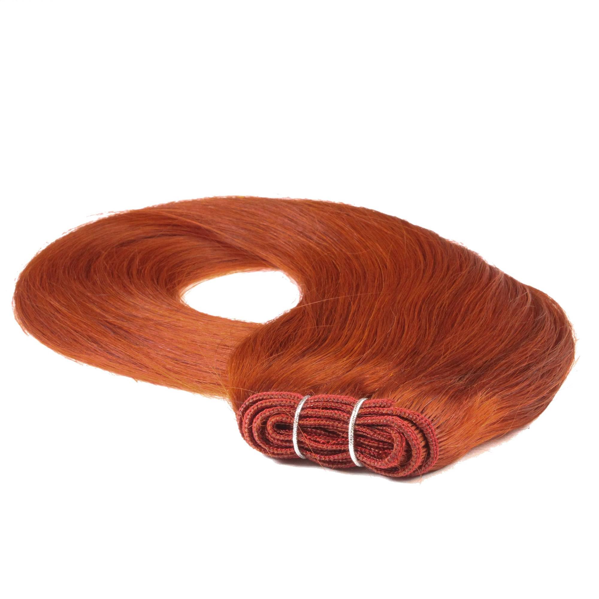 hair2heart Echthaar Tressen zum Einnähen Extensions glatt - 40cm 100g 8/43 hellblond rot-gold