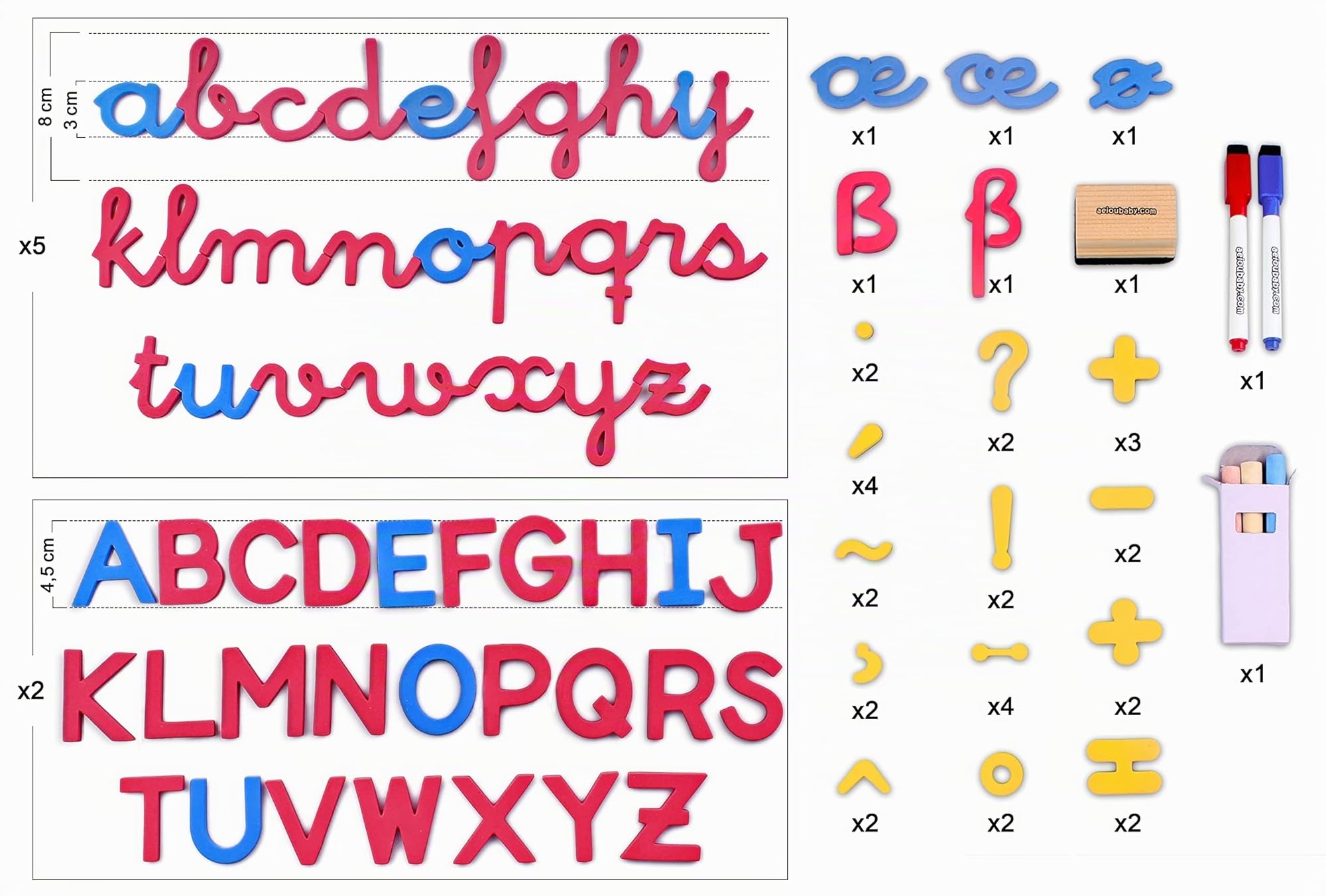 Jouet Montessori Coogam : Lettres et Chiffres Magnétiques en Bois pour