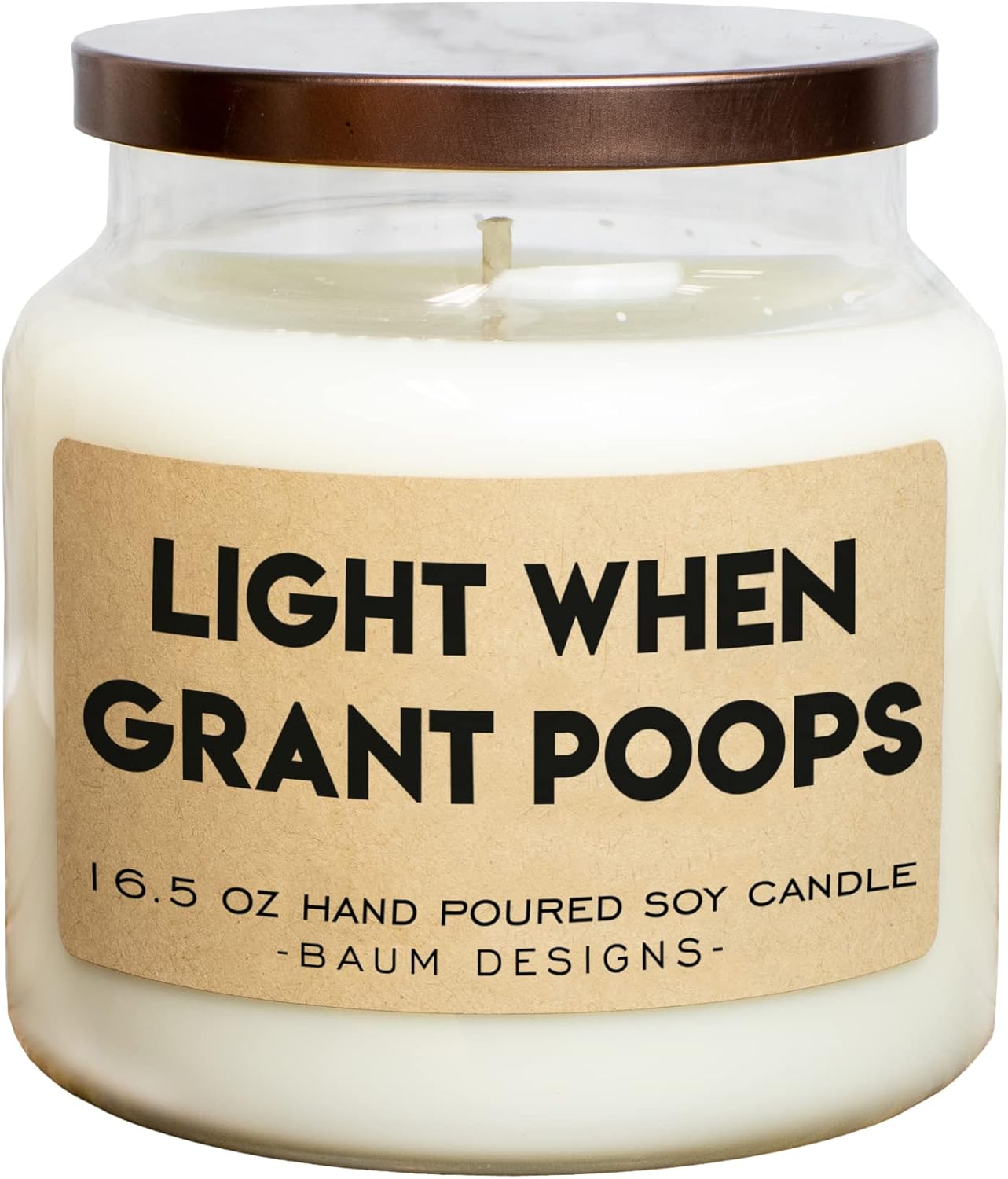 Personalized Light When Name Poops Soy Candle