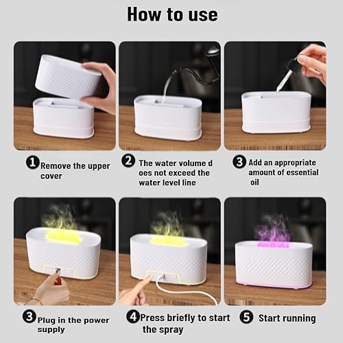 Miniatura 6 de Difusor de llama para aceites esenciales, difusor ultrasónico de aroma de 5.4 fl oz con niebla fría, difusor de aromaterapia con protección de