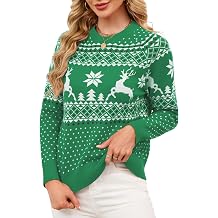 Women's Christmas Jumper Warm Winter Tops Christmas Jumper Crew Neck Long Sleeve Knitted Jumper Casual Loose Elegant Knitwear Winter Jumper