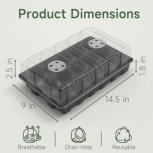 Miniatura 3 de Gardzen Paquete de 10 kits de iniciación de semillas, bandejas reutilizables para germinación de plantas con un total de 150 celdas, bandeja