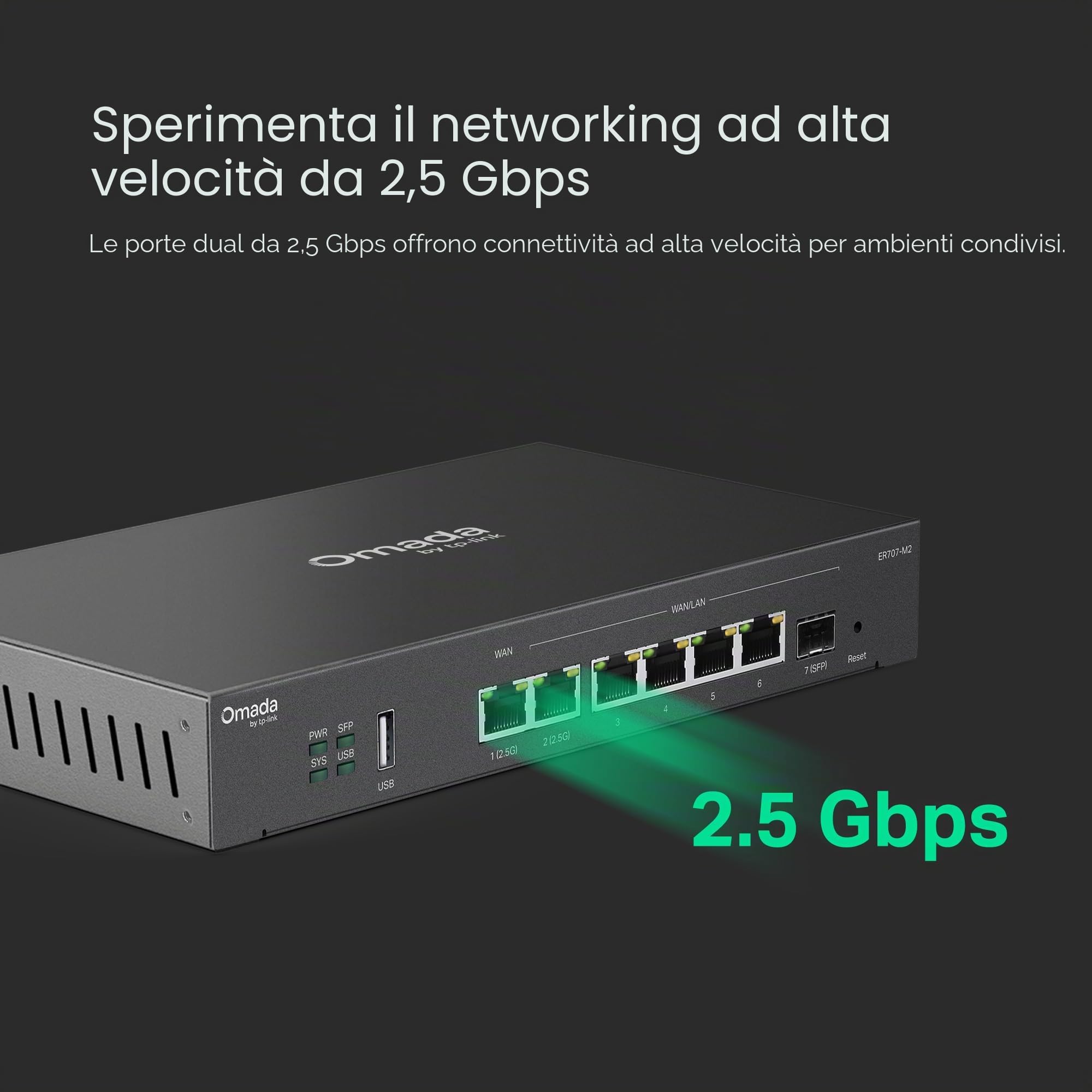 TP-Link Omada Multi-Gigabit VPN Router (ER707-M2) – Up to 6 porte WAN & Load Balance, High – Security VPN, SSL/IPSec/GER§/PP