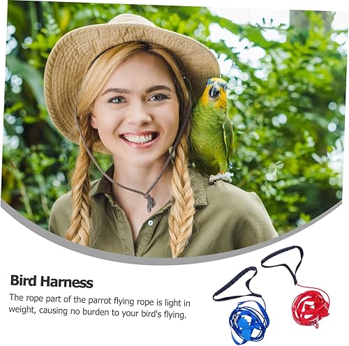 Miniatura 4 de Mipcase 2 unids Parrot Flying Rope Pet Strap Grey Belt Pet Harness Back Braces Bird Strap African Grey Strap Loro Arnés ajustable Bird Flying