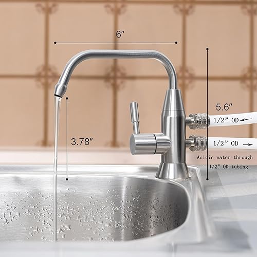 Miniatura 2 de Grifo de agua alcalina, 12 "grifo ionizador de dos caños de acero inoxidable para sistema de filtración de ionizador de agua alcalina