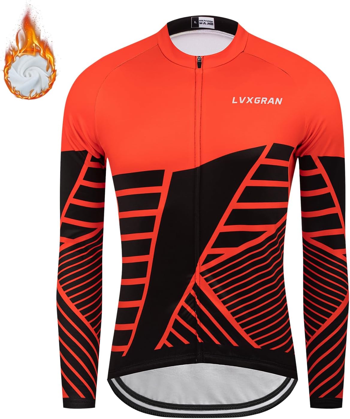 Men's Cycling Jersey Winter Thermal Fleece Long Sleeve Bike Shirts Windproof Cycling Jacket with 3 Pockets - Image 3