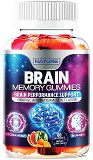 Nootropic Brain Booster Gummies Supplement - Memory, Focus & Concentration Gummy with Vitamins B6 & B12, Proven and Tested Phosphatidylserine - Natural Cognitive Function & Energy Boost, 60 Gummies