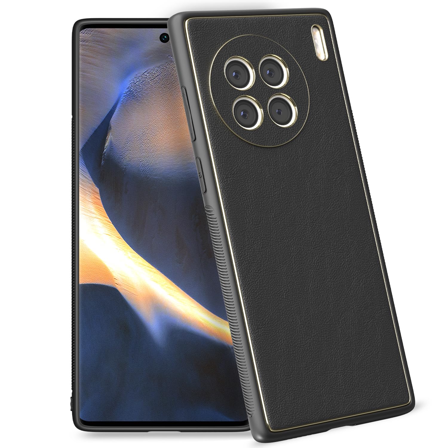 Pikkme Vivo X90 5G Back Cover | Gold Electroplating Leather Chrome | Raised Edges | Super Soft-Touch | Bumper Case for Vivo X90 5G (Black) (B0CD79RDJH) Amazon Price History, Amazon Price Tracker