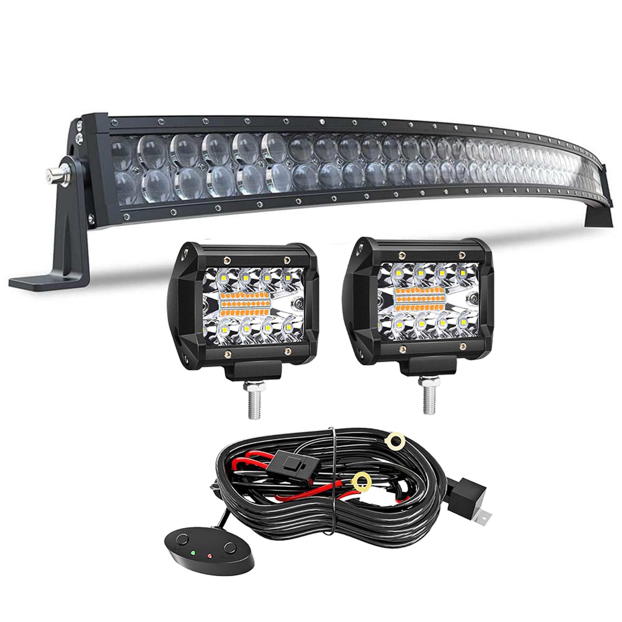 LEDライトバー52インチ　湾曲タイプ Amazon.com: 5D Curved 52Inch Led Light Bar+2X 4Inch Amber & White
