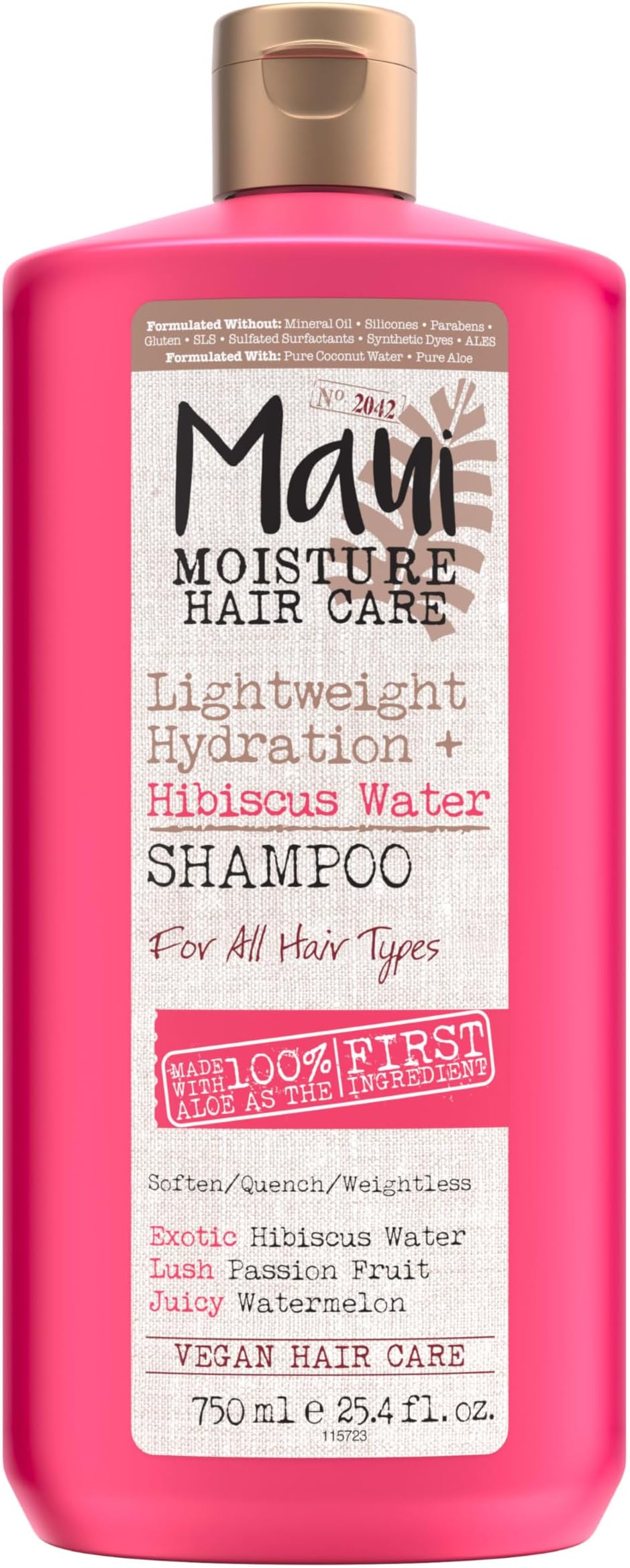 Maui Moisture Lightweight Hydration + Hibiscus Water Shampoo, Moisturizing Shampoo Softens & Quenches Wavy & Curly Hair with Aloe Vera, Vegan & Sulfate-Free Surfactants, 25.4 fl. oz