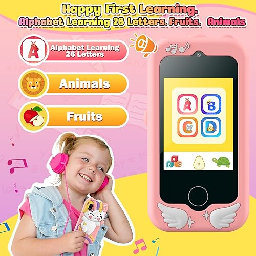 Miniatura 5 de GREENKINDER Juguetes de teléfono para niños, juguete de teléfono inteligente, educación, Navidad, regalos de cumpleaños para 3, 4, 5, 6, 7, 8, 9