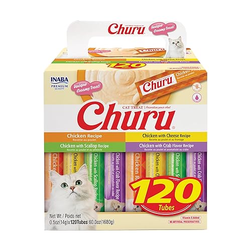 INABA Churu Cat Treats, Lickable, Squeezable Creamy Purée with Vitamin