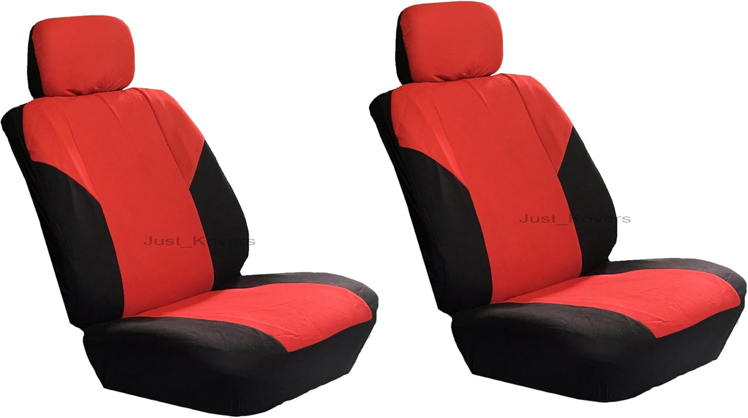 Universal Polyester 4 Pcs Low Back Black annd Red Seat Covers for Auto Cars SUVS - Front Pair (Black & Red)
