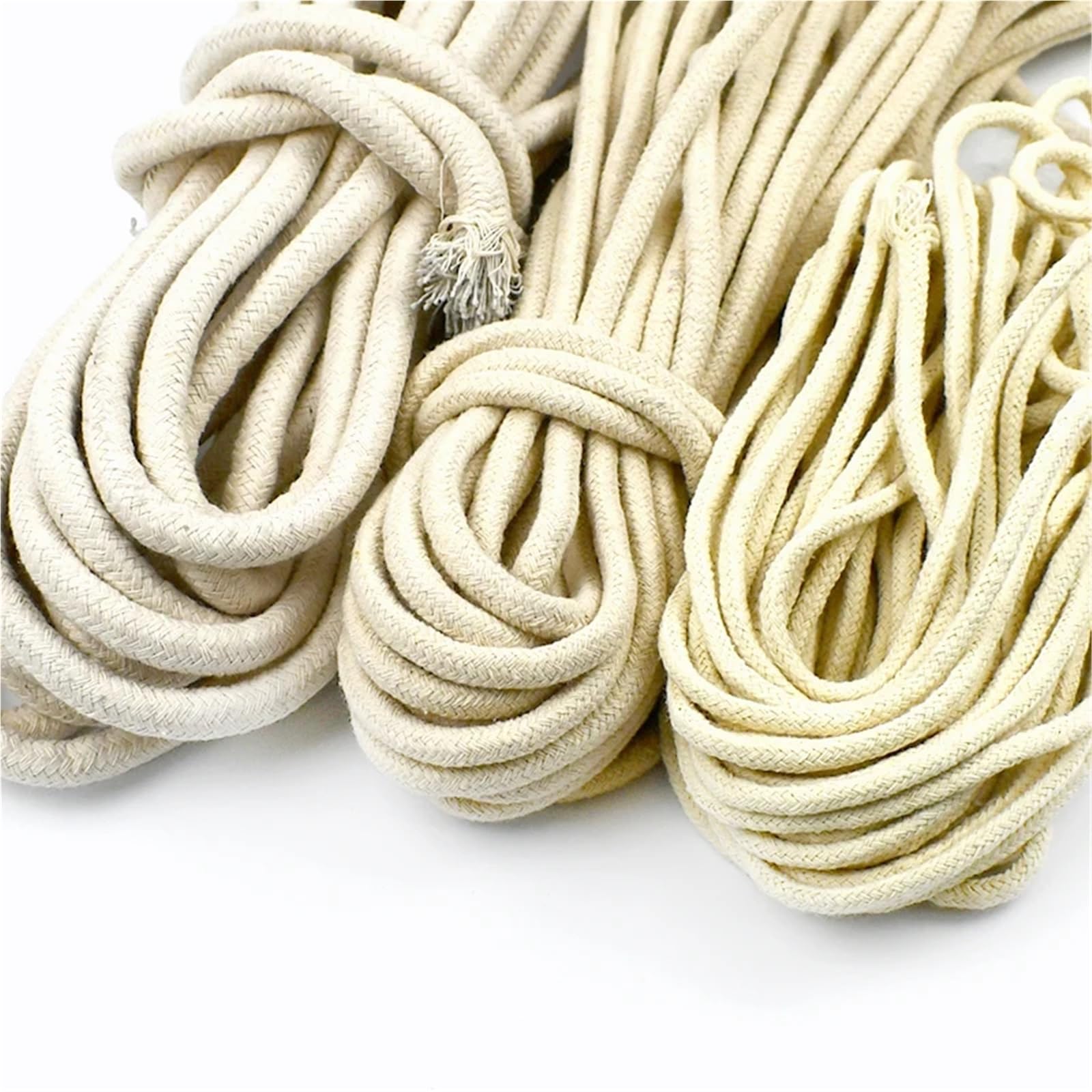 Bawełniany sznurek do makramy, Skręcony sznurek bawełniany Multicolor 4-10mm 10/20M do sznurka torby szycia makramy Tekstylia domowe | Beige-10mm,10Meters