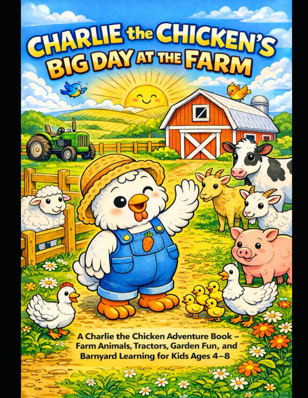 Charlie the Chicken’s Big Day at the Farm: A Charlie the Chicken Adventure Coloring Book — Bold and Easy Farm Animal Coloring Pages with Learning Sentences for Kids Ages 4–8