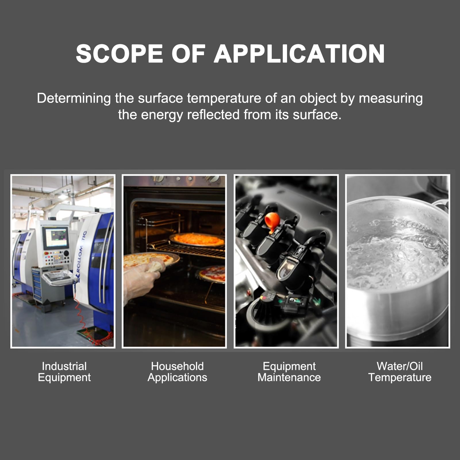 Eujgoov Duales Infrarot-Thermometer, Berührungsloses Temperaturwerkzeug, Einstellbarer Emissionsgrad für den Industriellen Heimgebrauch 58℉ Bis 1616℉ (Farbkartonverpackung)