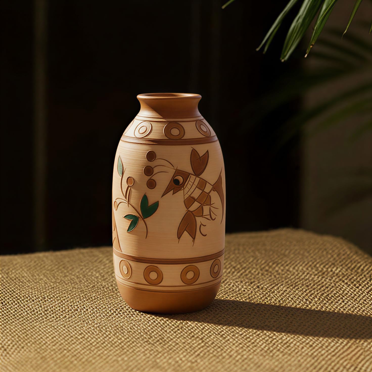 Terracotta Flower Vase for Home Décor | Eco-Friendly Clay Pot | Rustic Indian Handcrafted Vase for Living Room, Table, Office Decoration | Pack of 1-image-17
