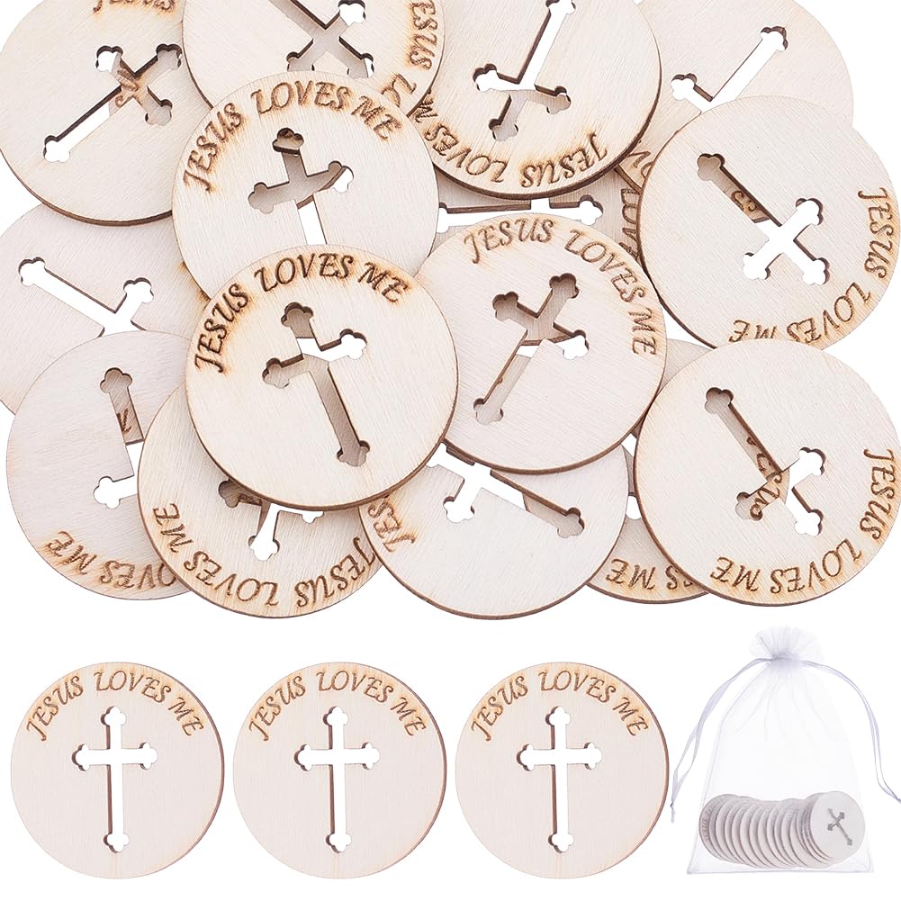 Pendentif Jésus Loves Me en bois, un témoignage d'amour chrétien à partager