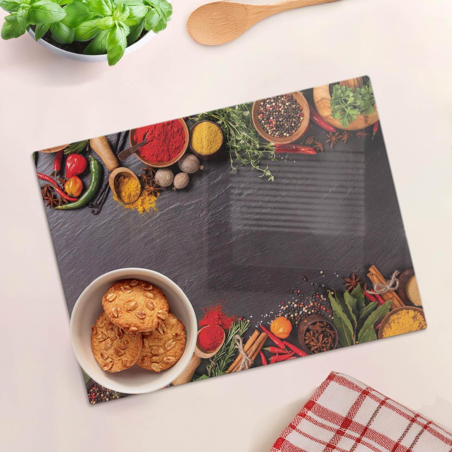 Cristal para cortar en la cocina 40x30 cm Especias y hierbas