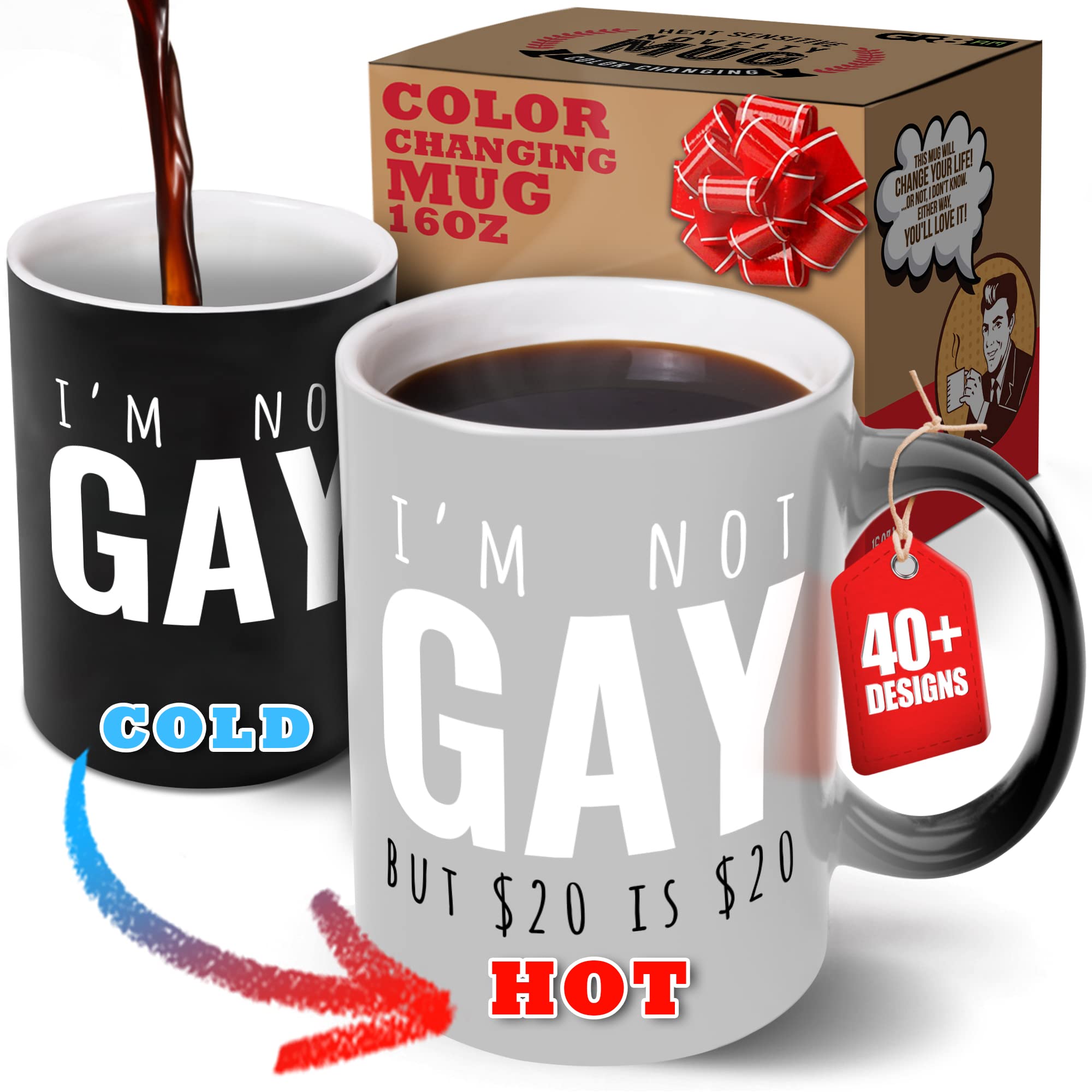 Color Changing Funny Mugs for Men with Fun Gift Box. I'm not Gay But 20