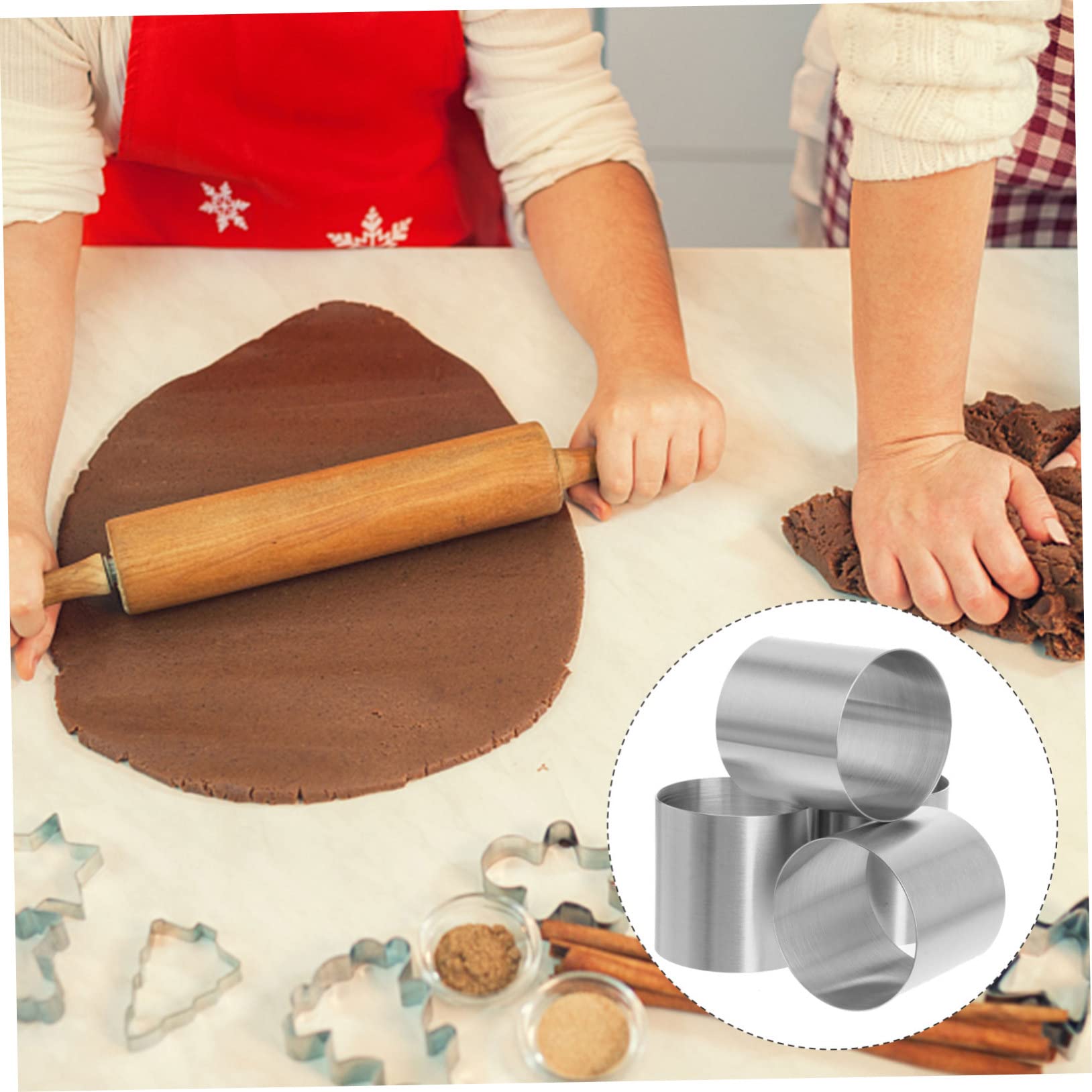 8 Piezas de Moldes Redondos de Acero Inoxidable para Mini Tartas y Pasteles de Mousse, Reutilizables y Fáciles de Desmoldar, Ideales para Hornear Postres