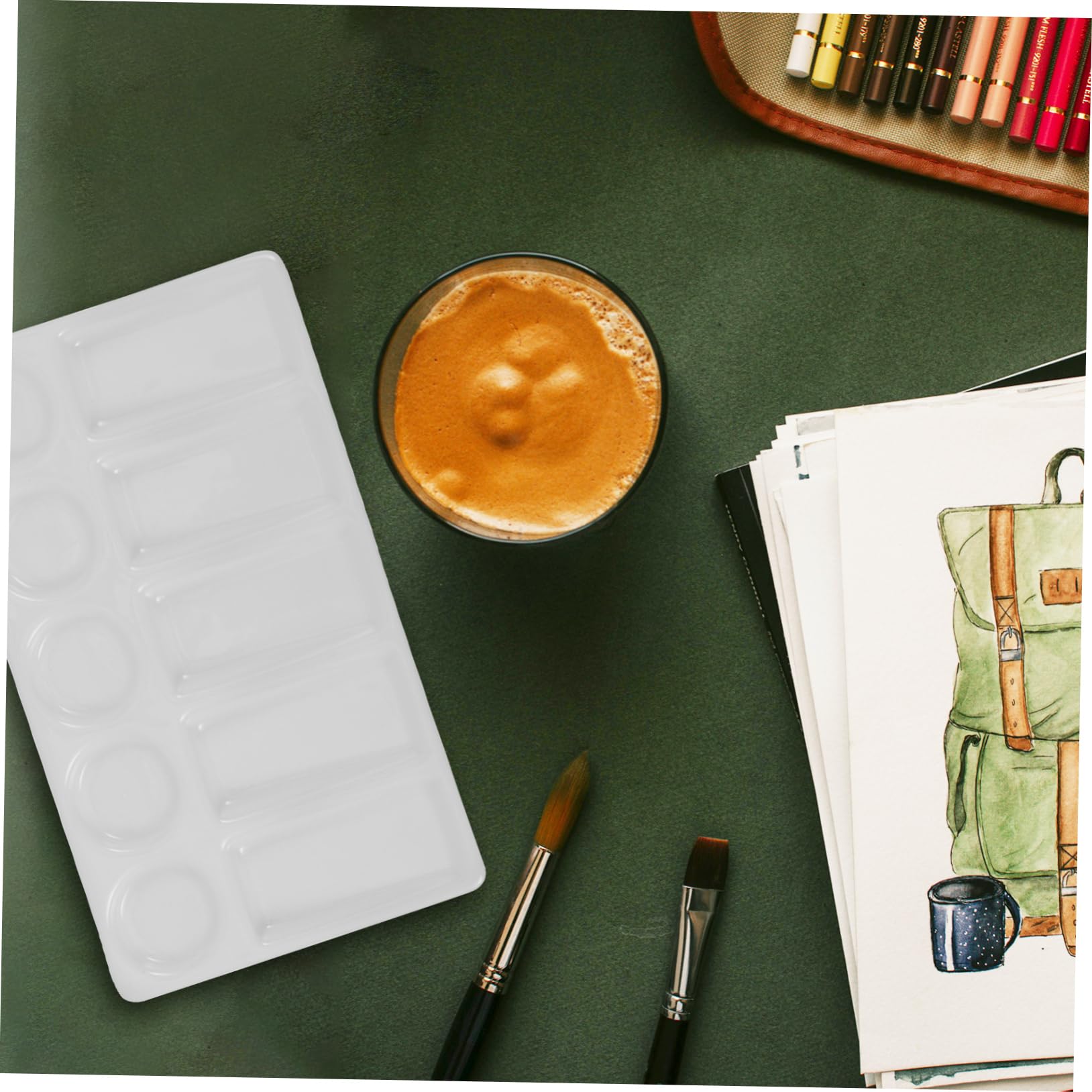 NUOBESTY Palette de Peinture Rectangulaire en Plastique Blanc 5 Compartiments pour Artistes Voyage Aquarelle Gouache Loisirs Créatifs Peinture Fine