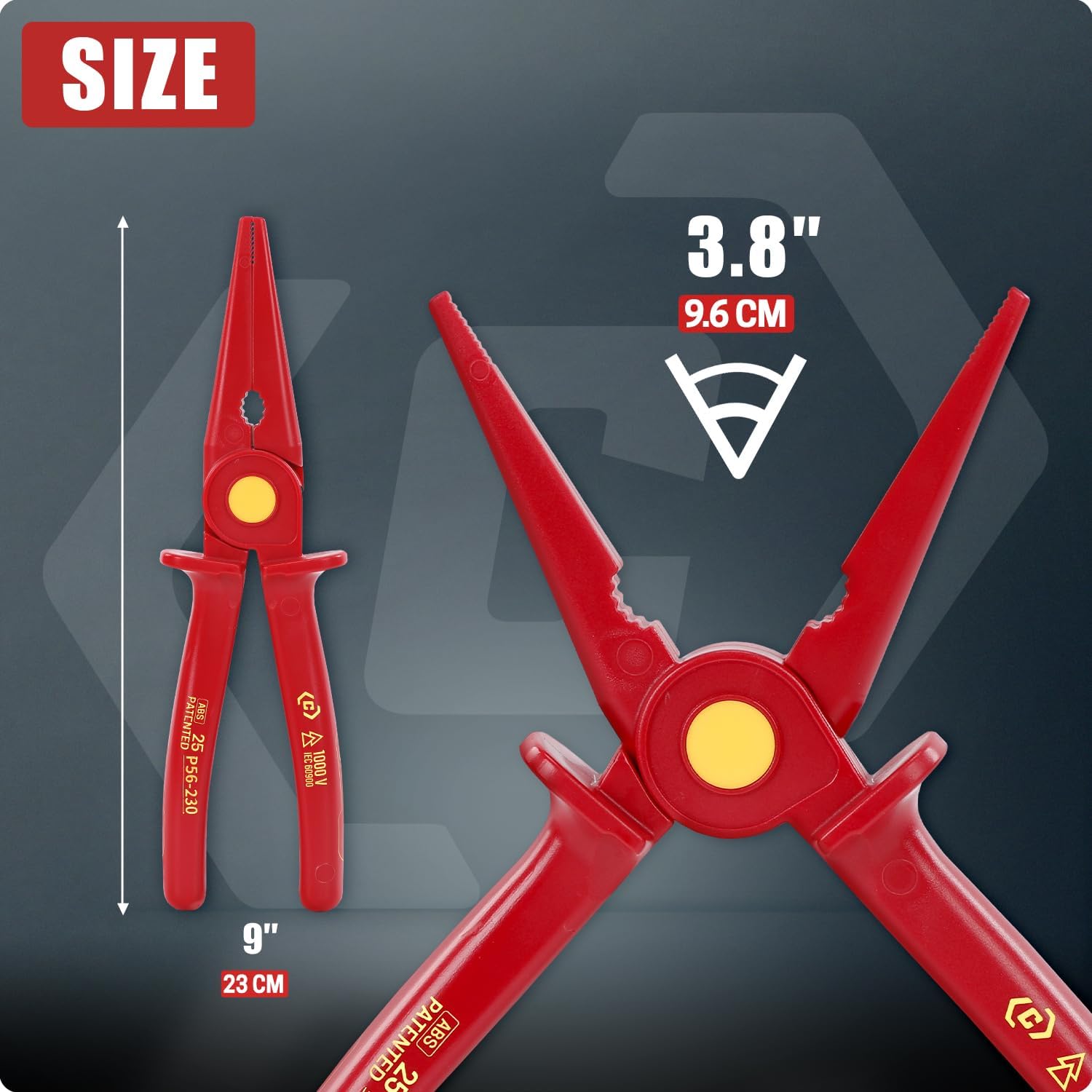 1000V Insulated Plastic Needle Nose Pliers, Fully Insulating | Snipe Nose Hand Tool for Electrical Wiring and Maintenance