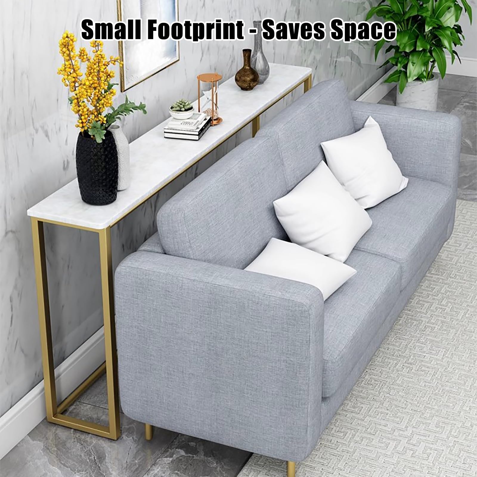 Etagere Radiateur, Table Console D'entrée, Hauteur 75 cm, Idéale comme Table D'appoint Étroite Derrière Un Canapé, pour Un Couloir ou Une Entrée(Gold,100 * 20cm/39 * 8in)