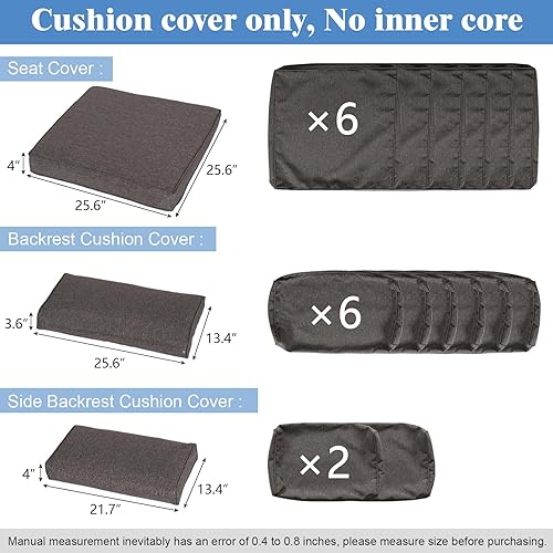 Miniatura 2 de JSUN7 Fundas de cojín de repuesto para patio, 14 piezas, fundas de cojines para exteriores para muebles de patio, juego de conversación de mimbre de