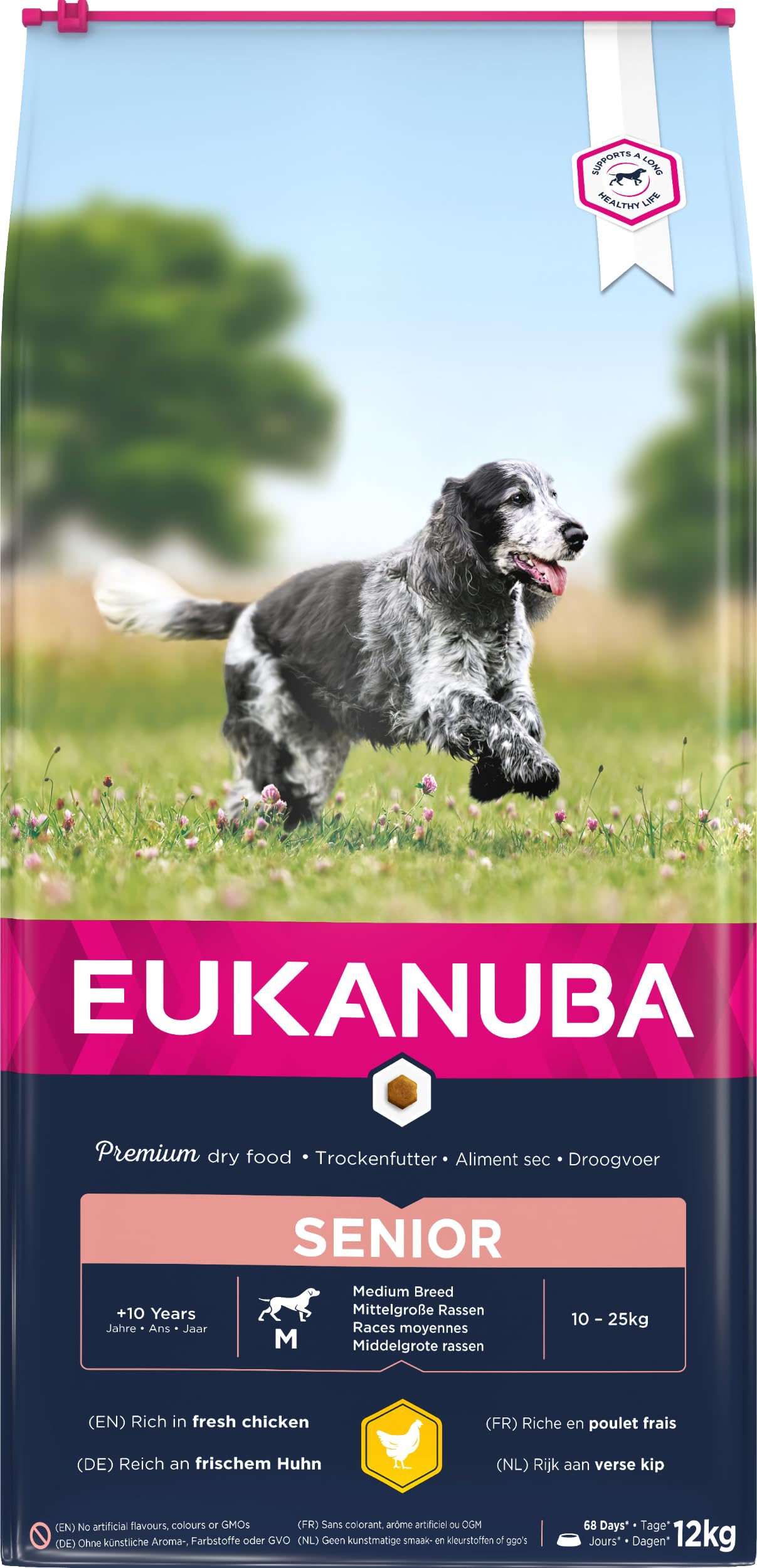 EUKANUBA Edad Avanzada con Necesidad de Cuidados Raza Mediana rico en pollo fresco [12 kg]