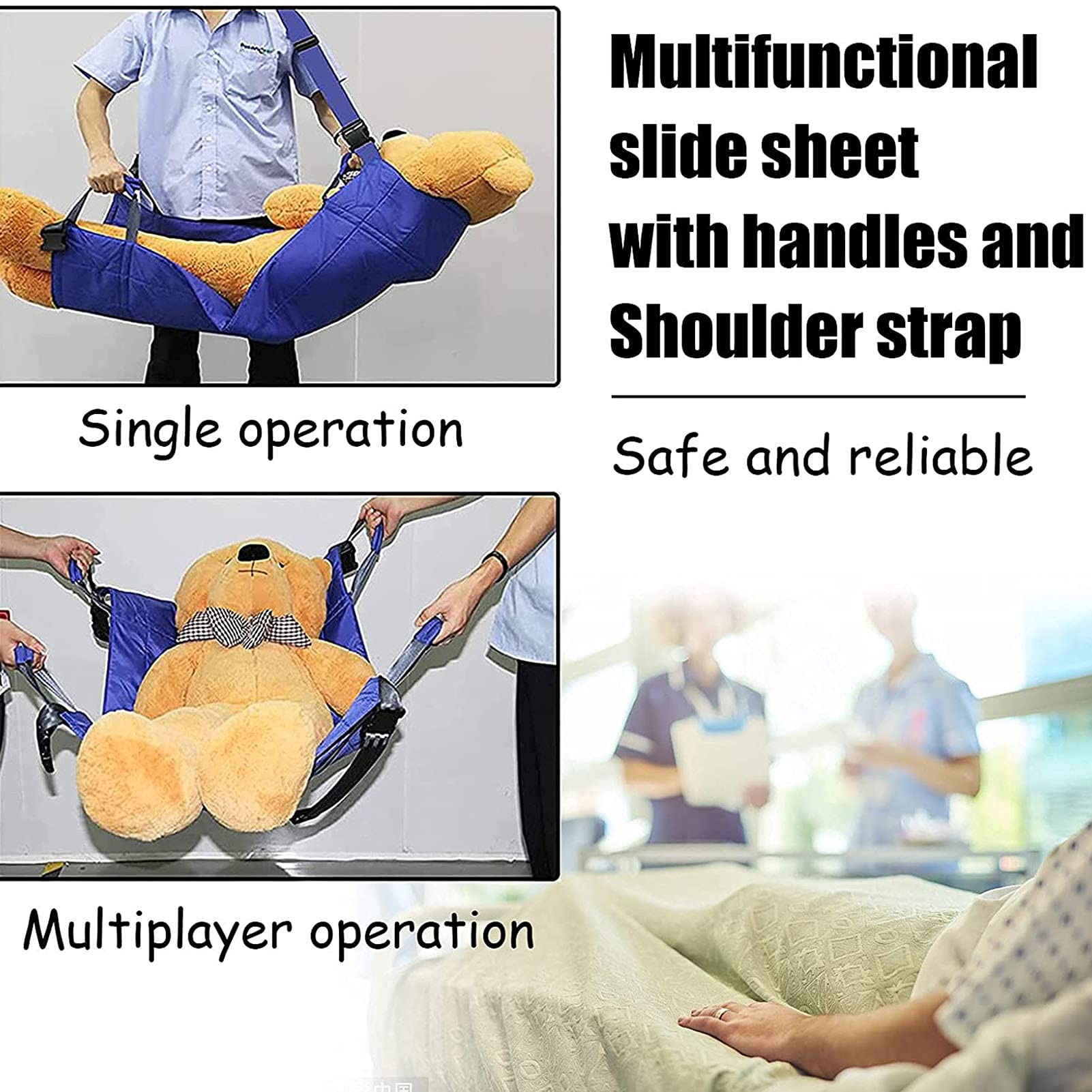 Sábanas de Transferencia con Correas para los Hombros y Asas reforzadas para Pacientes Colocación de la Almohadilla de la Cama Ayudas para Personas Mayores para Vivir Sábanas de di