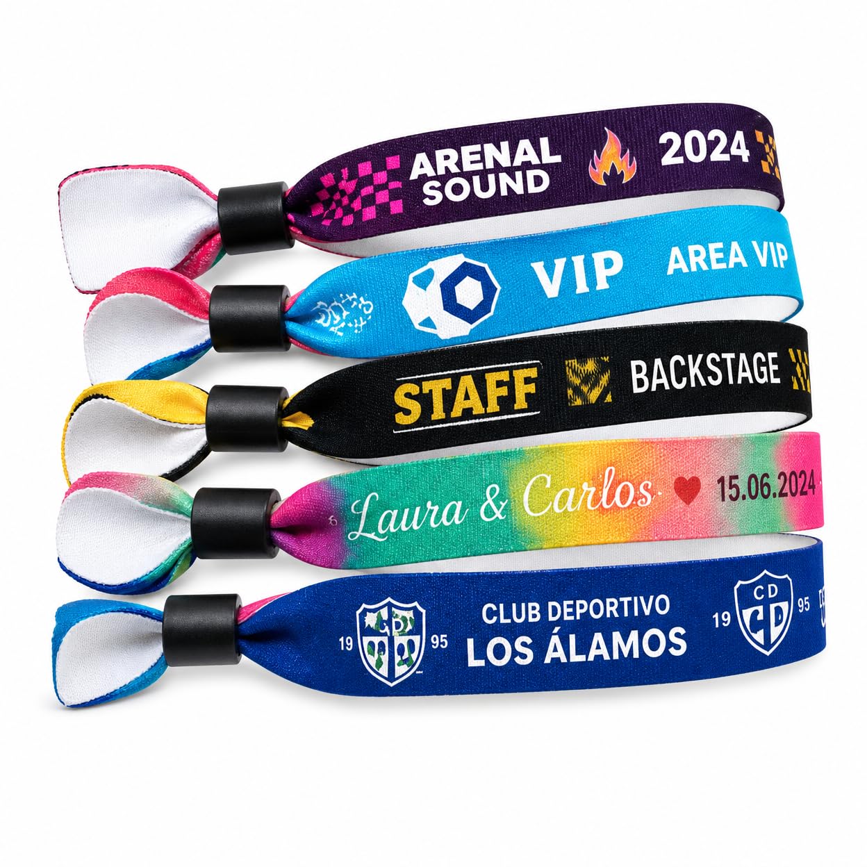 Pulseras Personalizadas de Tela para Eventos, Festivales, Fiestas, Identificación VIP - Fabricación Española