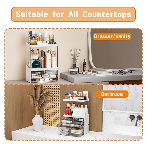 Miniatura 4 de Yieach Organizador de maquillaje acrílico, organizador grande para el cuidado de la piel para tocador, organizador de plástico para encimera de baño