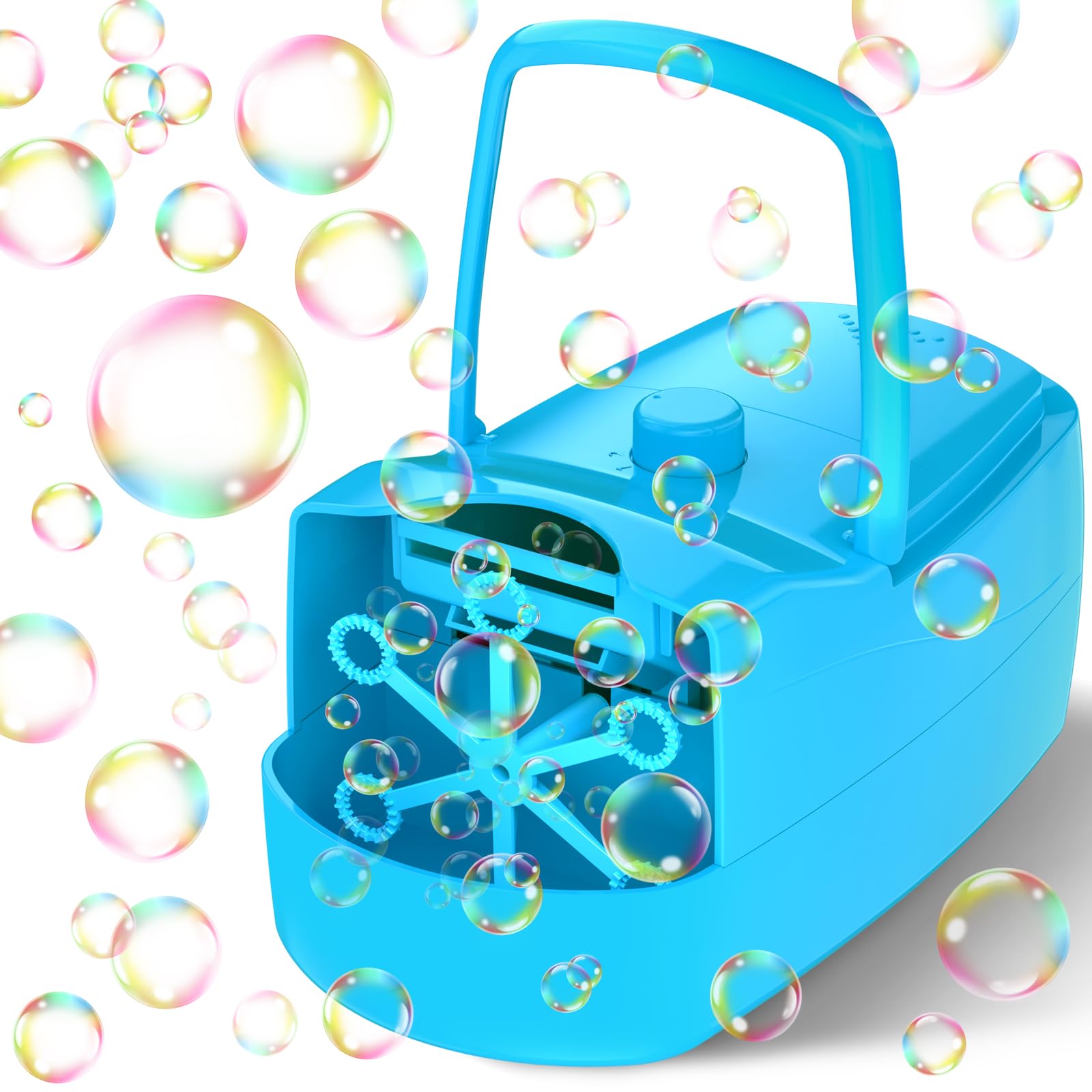 Seifenblasenmaschine, 18000+ Seifenblasenmaschine pro Minute, Gebläse für Kinder, Kleinkinder, 2 Geschwindigkeiten, 6 Stäbe, batteriebetrieben oder steckbar, für drinnen und draußen, Geburtstag, Party