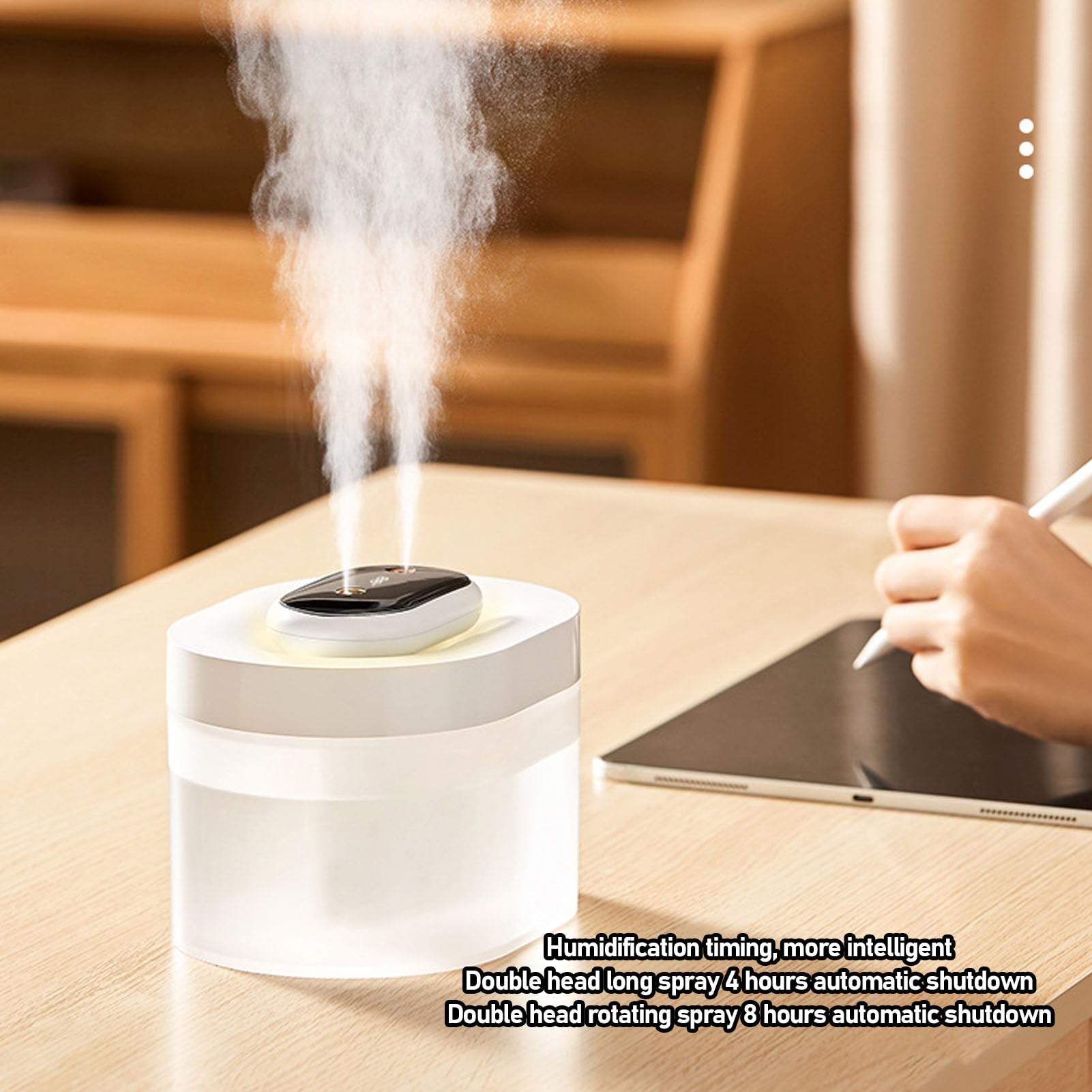 Humidificador de Niebla Fría, Humidificador con Difusor de Aceites Esenciales, Aromaterapia para Viajes en Casa, Oficina, Tanque Grande de 1 Litro, Tiempo de Ejecución de 8 (blanca)