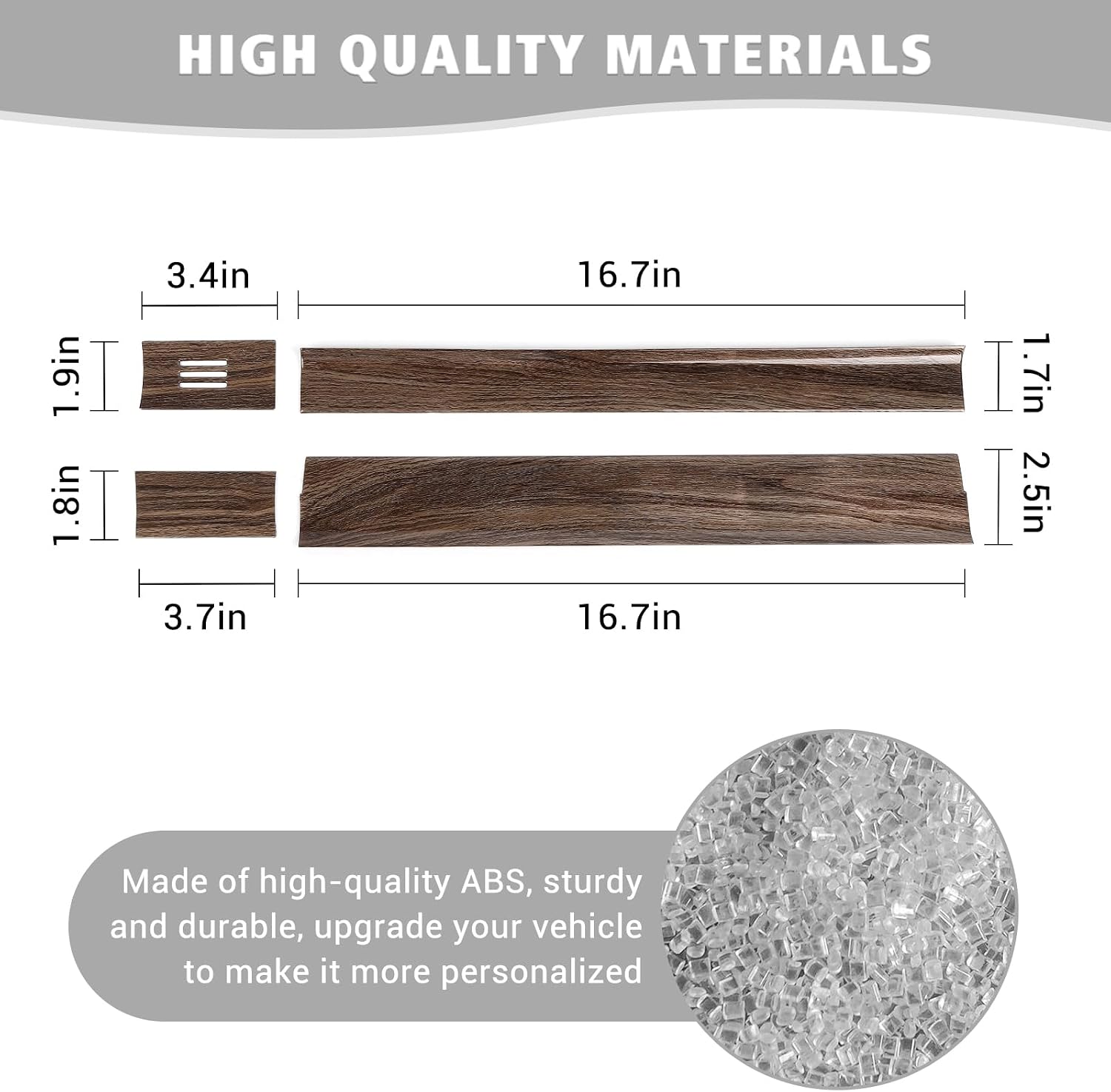 Jimen Compatible with Ford F150 2015-2020, 4PCS Center Console Panel Dash Cover Interior Trim Accessories (Wood Grain)