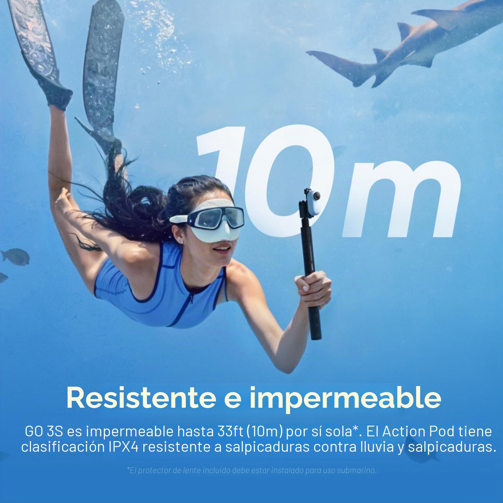 Insta360 GO 3S Paquete POV para Ciclismo Blanco (128 GB) - Cámara Vlogging 4K, POV Manos Libres, Móntala Donde Quieras, Estabilización, 140 Min de batería, Impermeable 10 M, Edición IA, Apple Find My