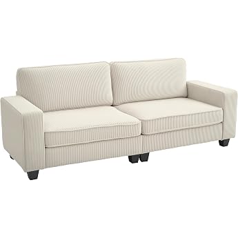 HOMCOM 3-Seater Sofa Couch with Armrests 227 x 84 x 87 cm Cream White