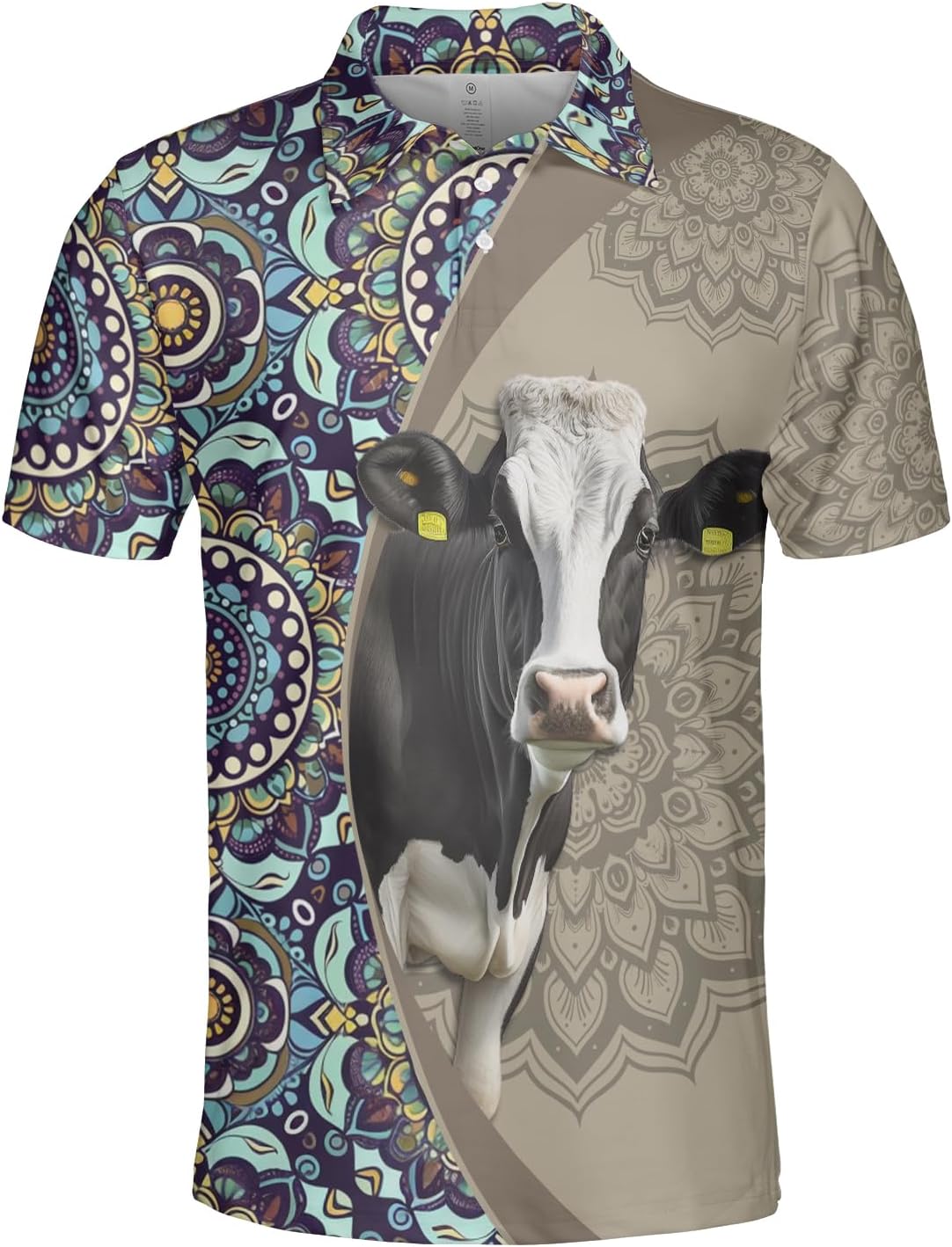 Mandala Golf Shirt Men Funny Golf Polos for Men Dry Fit- Animal Golf Polo Shirts Hawaiian Polo Golf Outfits (MP_PL_35)