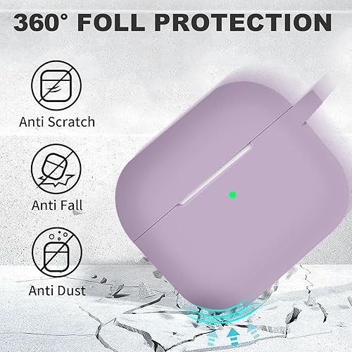 Vista 95 de Funda compatible con AirPods de tercera generación, accesorios de protección de silicona con llavero y kit de limpiador para mujeres y hombres, LED