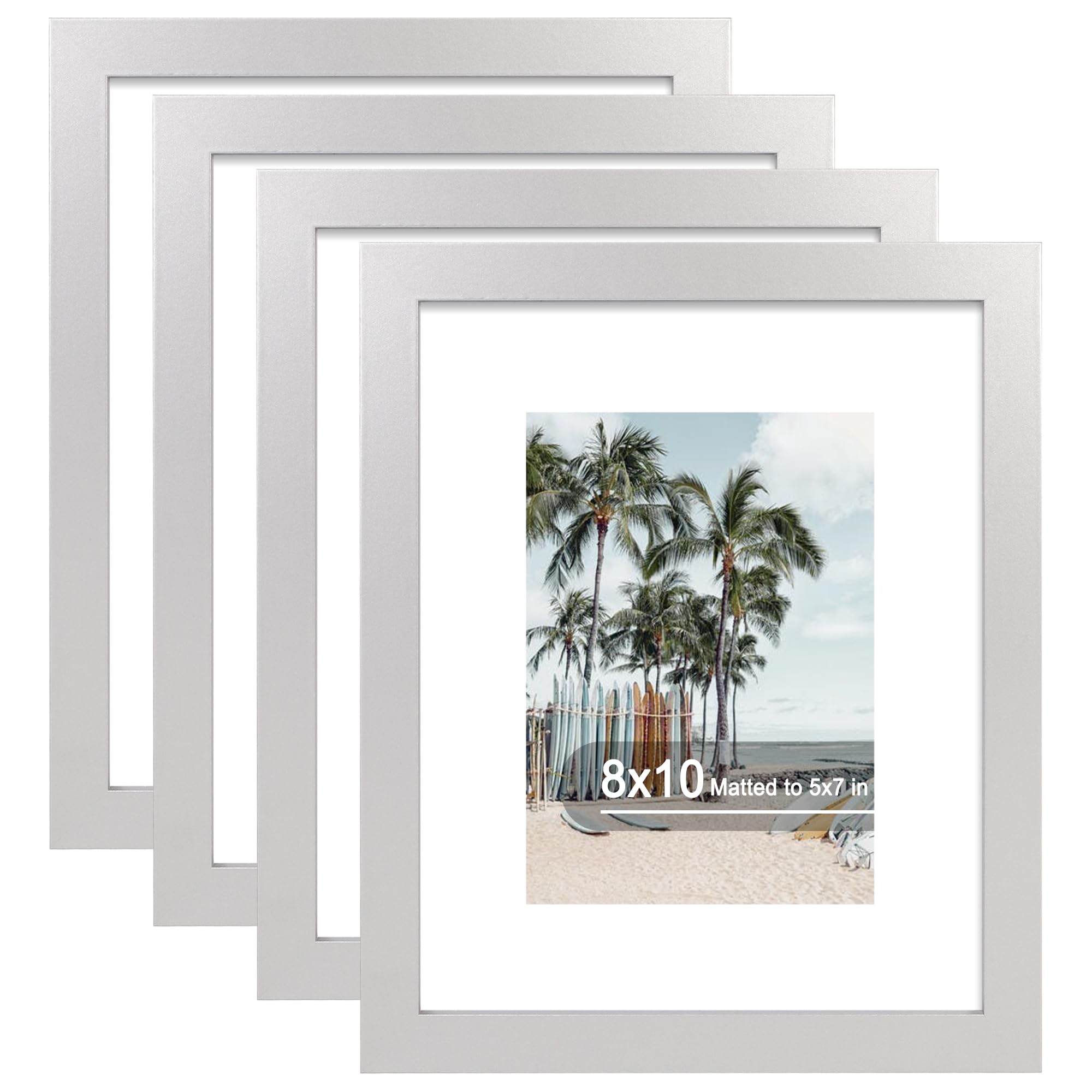 Hongkee 8x10 Picture Frame 4 Pack Silver