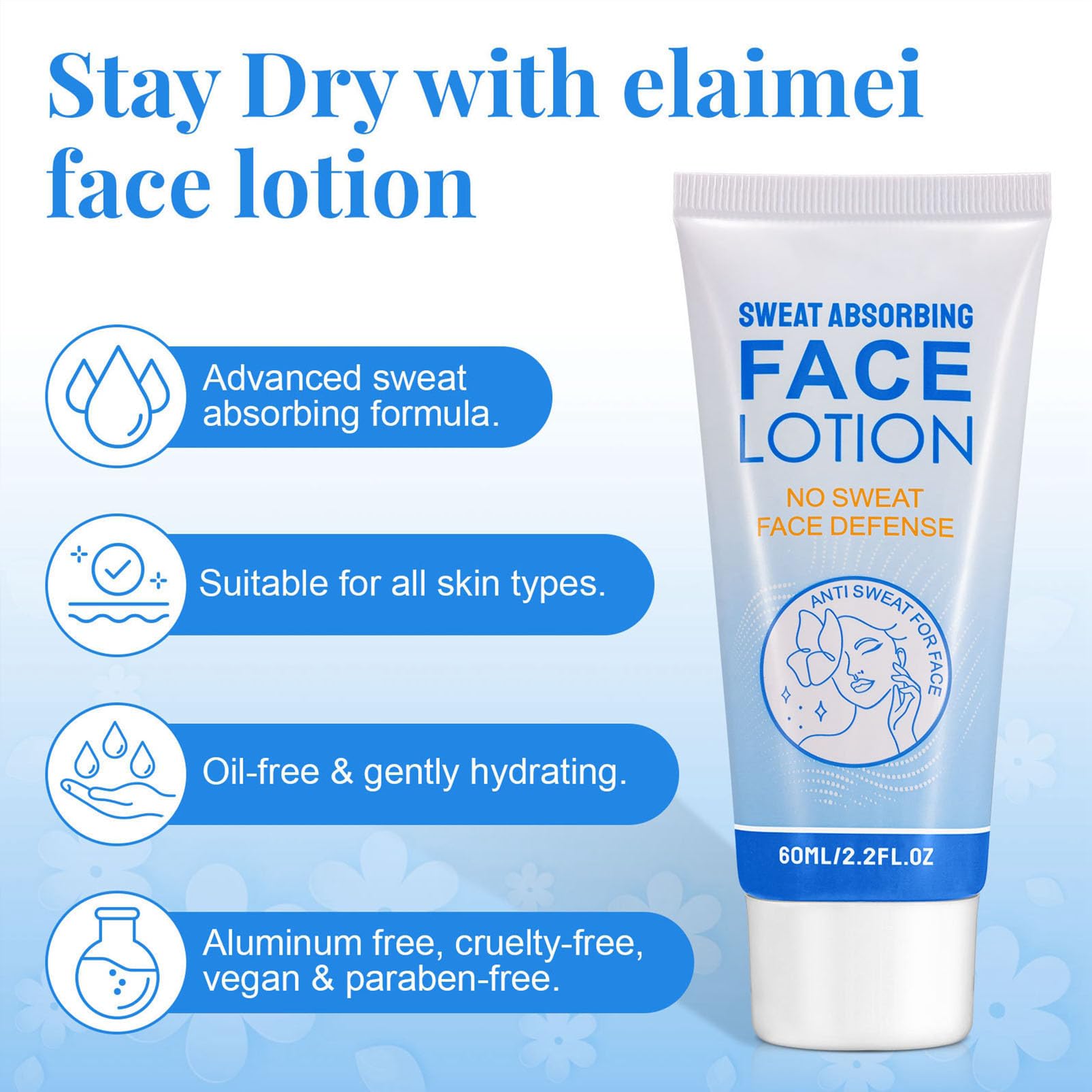 Loción facial absorbente de sudor, antitranspirante fuerte sudoración para pieles grasas cara, pecho, axilas y espalda, loción antitranspirante para bloquear el sudor en la cara