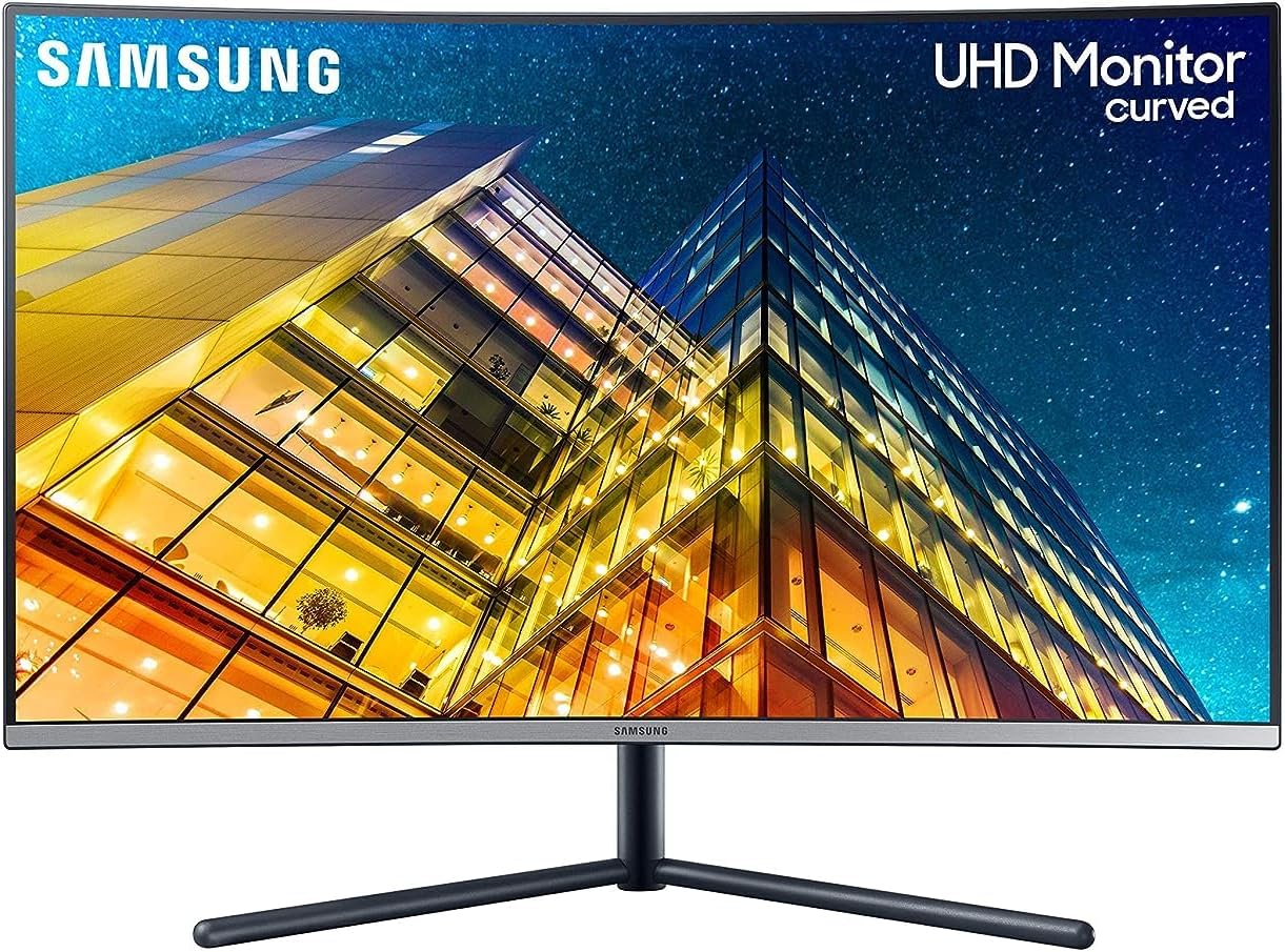 Samsung 32-inch(80cm) 4K UHD, 1500R Curved Monitor, Bezel Less Design, 1 Billion Colors, 2500:1 Contrast Ratio, Game Mode (LU32R590CWWXXL, Dark Blue Gray)