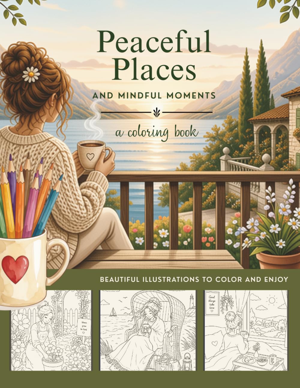 Peaceful Places & Mindful Moments: A coloring book