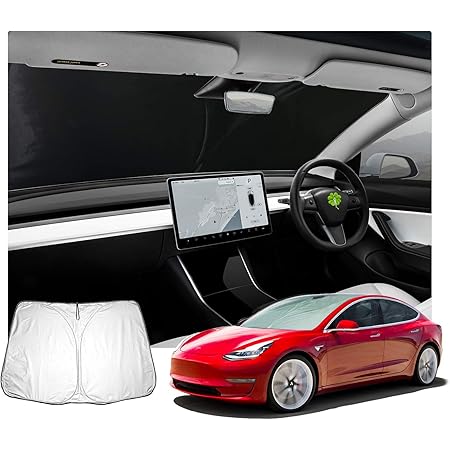 Amazon Ruiya テスラmodel3 車用サンシェード フロントガラス用 サンシェード 日よけ 日差しカット コンパクト収納 サンシェード 車 バイク